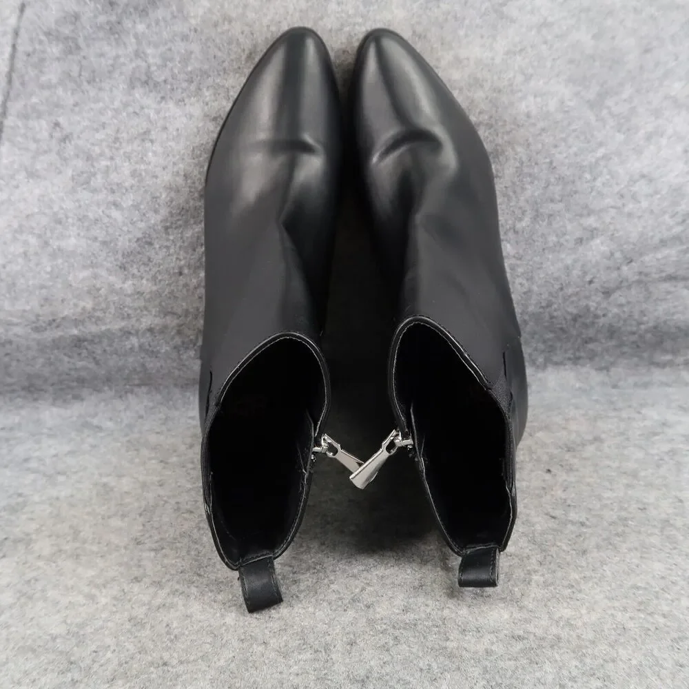 BP Shoes Womens 8 Booties Fashion Block Heel Black Classic Gore Panel Zip Baylee